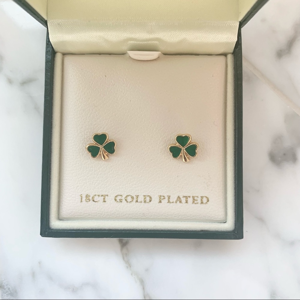 Shamrock Earrings (18k gold & Enamel)